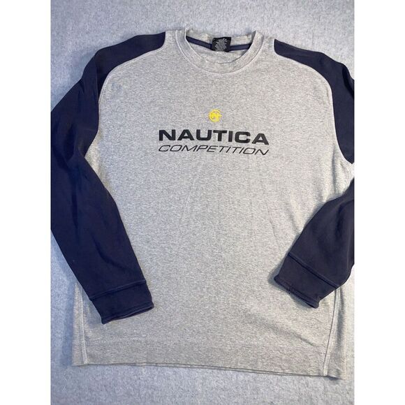 Nautica Shirt Mens Large Yacht Racing Long‎ Sleeve Cotton Graphic Logos - Picture 2 of 8